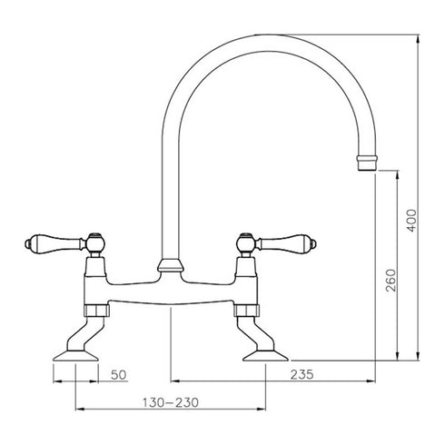Ludlow Hob Sink Mixer Tap
