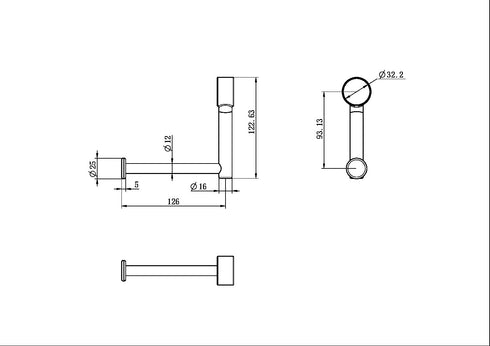 Mecca Care Add On Toilet Roll Holder for 32mm Grab Rail