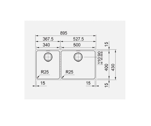 Franke Mythos 1 & 1/2 Bowl Undermount Sink MYX220-50/34