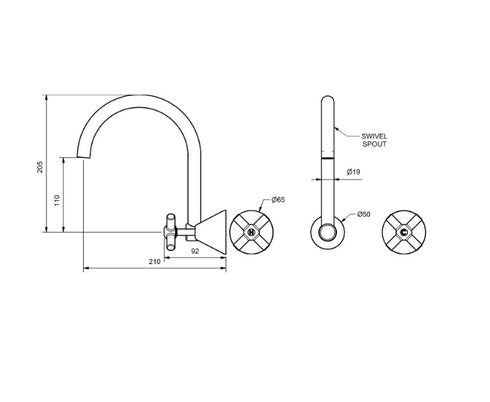 Ram Fusion Cross Wall Sink Set