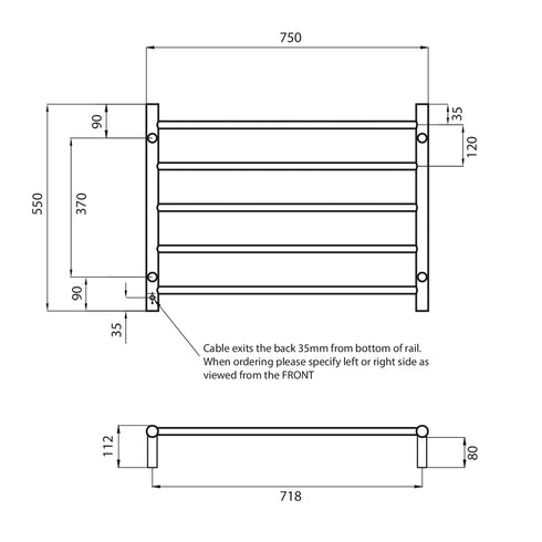 Radiant Low Voltage Heated Round Ladder 750 x 550mm Mirror Polished