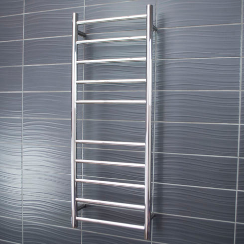 Radiant Low Voltage Heated Round Ladder 430 x 1100mm Mirror Polished