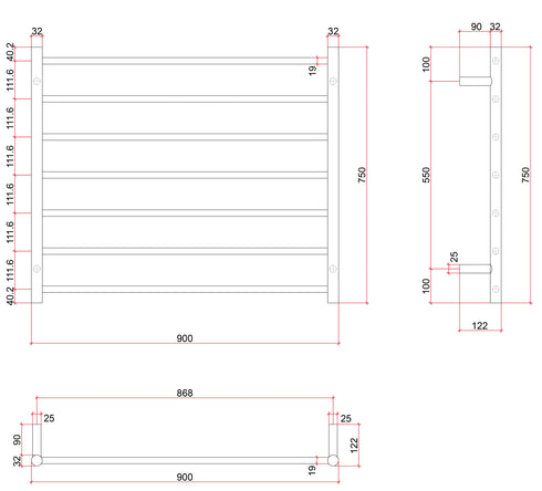 Thermorail SR93M Heated Towel Rail