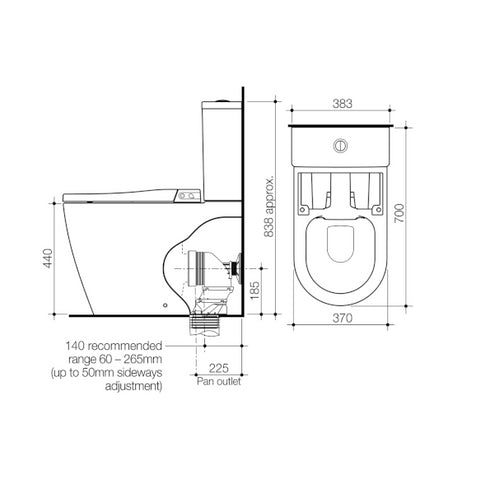 Caroma Urbane II Bidet Toilet Suite with Easy Height