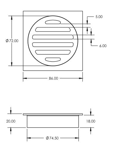 Square 316 Stainless Steel Floor Waste