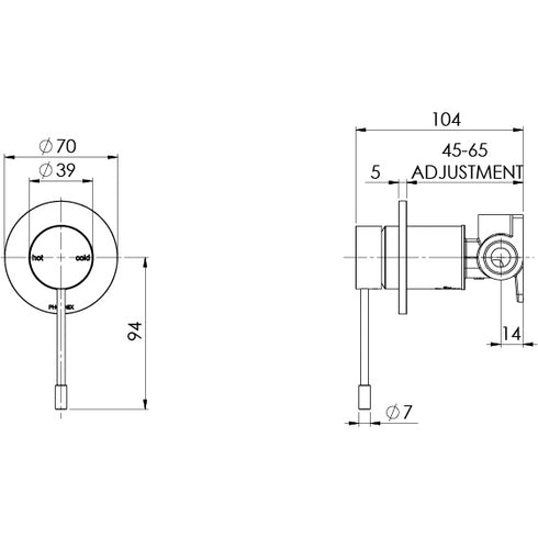 Phoenix Vivid Slimline 316SS Wall Mixer