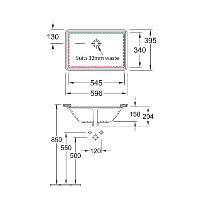 Villeroy & Boch O.Novo 545 Rectangle Undercounter Basin