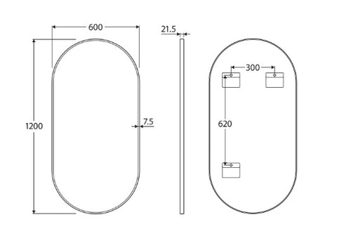 Empire Oval 600mm Framed Mirror