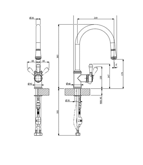 Armando Vicario Provincial Pullout Sink Mixer