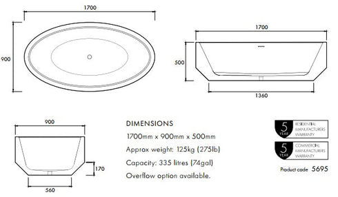 Apaiser Zen Oval Freestanding Bath