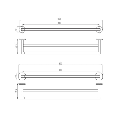 Architectura 800mm Double Towel Rail