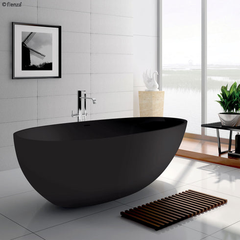 Fienza Bahama Solid Surface Stone Bath Matte Black 1700mm