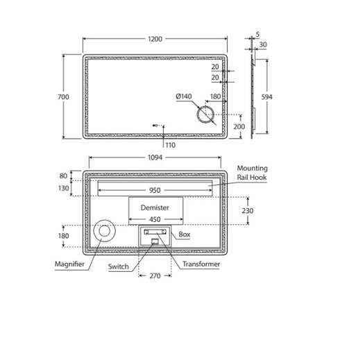 Fienza Deejay Led Mirror with Make Up Mirror
