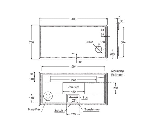Fienza Deejay Led Mirror with Make Up Mirror