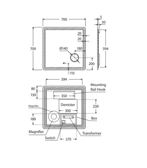 Fienza Deejay Led Mirror with Make Up Mirror
