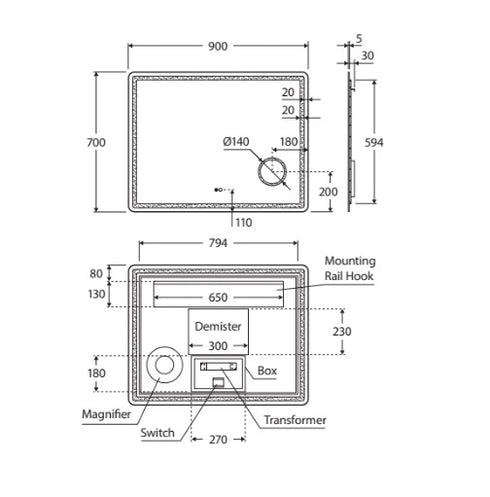 Fienza Deejay Led Mirror with Make Up Mirror