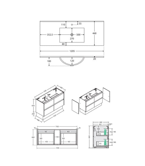 Fienza Dolce Amato Scandi Oak 1200mm Vanity