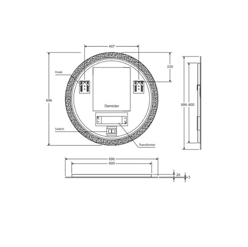 Fienza Kaya Round Led Mirror