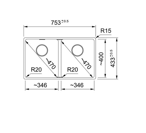 Franke Maris Double Bowl Onyx Undermount Sink