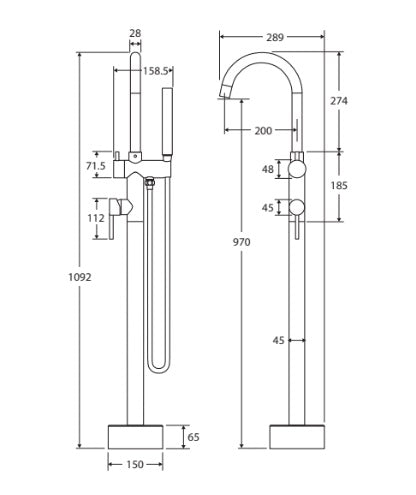 Fienza Hustle Floor Mounted Bath Mixer