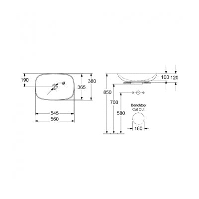 Villeroy & Boch Loop Slim 560 Rectangular Above Counter Basin