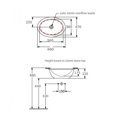 Villeroy & Boch Loop Slim 560 Oval Undercounter Basin