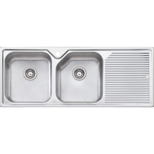 Oliveri Nu-Petite Double Bowl Inset Sink With Drainer