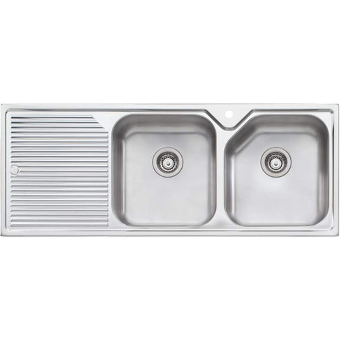 Oliveri Nu-Petite Double Bowl Inset Sink With Drainer