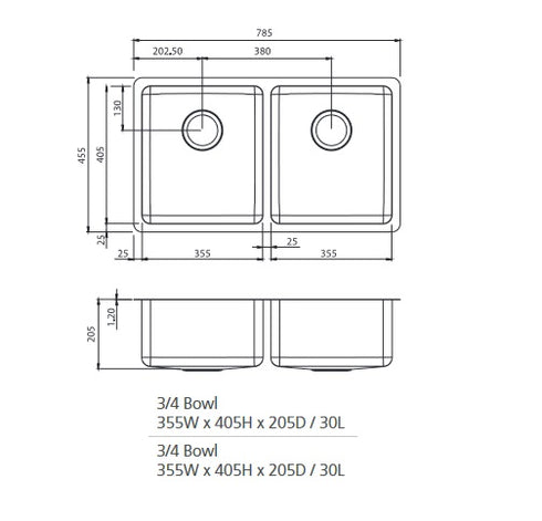Oliveri Sonetto Double Bowl Universal Sink