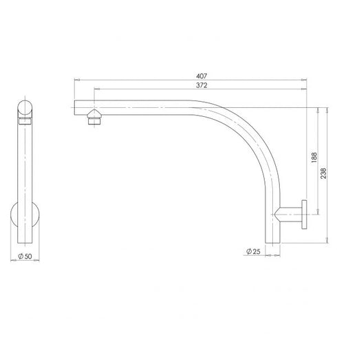 Phoenix High Rise Wall Shower Arm