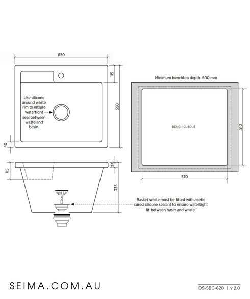 Seima Eva 620 Ceramic Laundry Tub