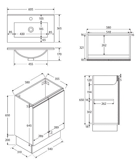 Fienza Siska Slim Vanity