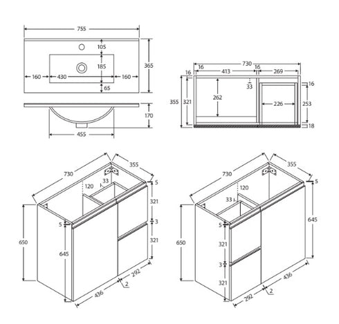 Fienza Siska Slim Vanity