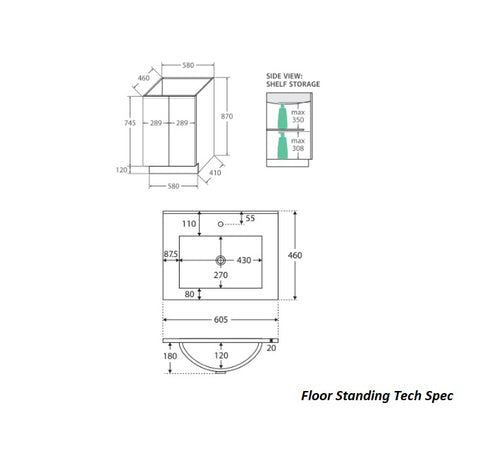 Fienza Dolce Fingerpull 600mm Vanity