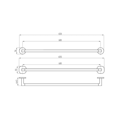 Architectura 600mm Single Towel Rail