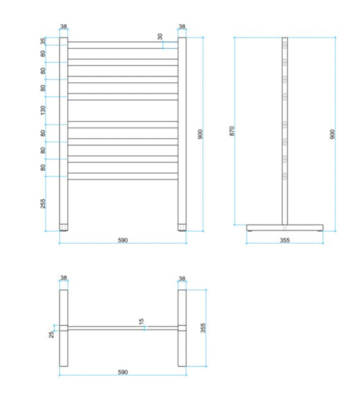 Thermorail Free Standing Square Heated Rail