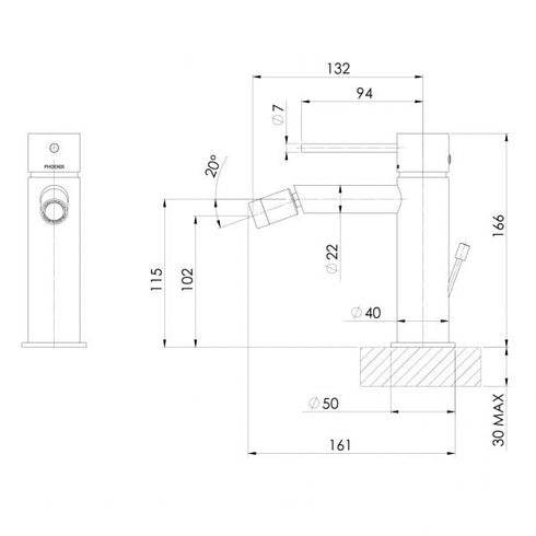 Vivid Slimline Bidet Mixer