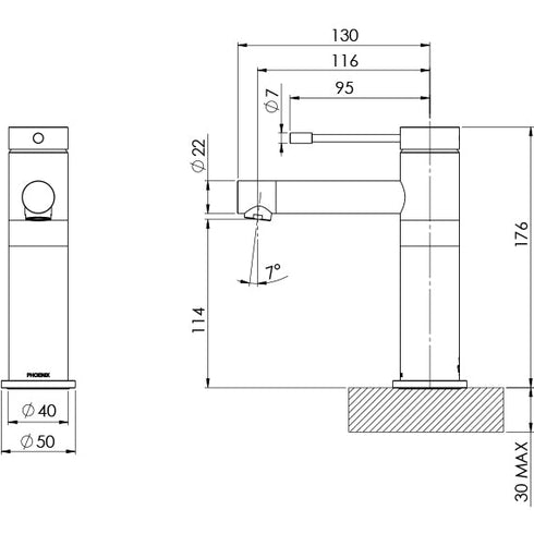 Phoenix Vivid Slimline Stainless Steel Basin Mixer