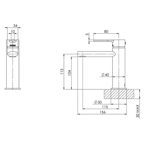 Phoenix Vivid Slimline Oval Basin Mixer