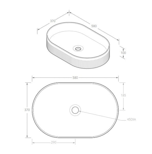 Fienza Eleanor Oval Fluted Above Counter Basin