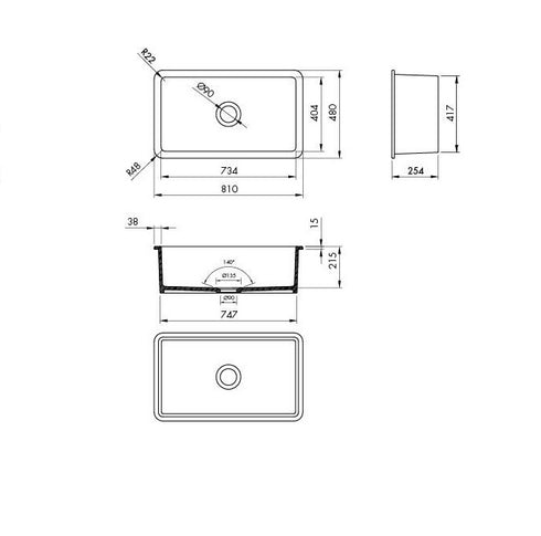 Cuisine 81 x 48 Fire Clay Butler Sink