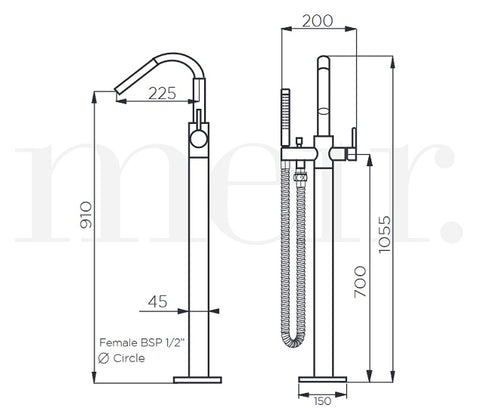 Meir Round Floor Mounted Bath Mixer