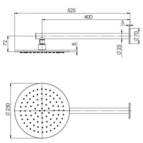 Phoenix Vivid Slimline 316SS Wall Shower
