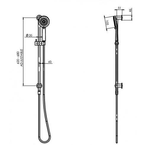 Phoenix Vivid Slimline Water Through Rail Shower
