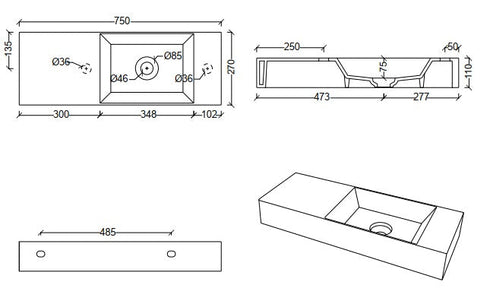 Studio Bagno Spy 75 Wall Basin
