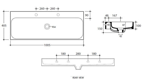 Studio Bagno Unit 100 Wall Basin