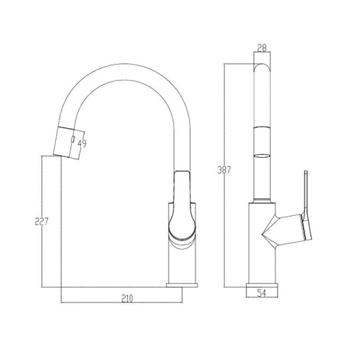 Villeroy & Boch Architectura Gooseneck Pull Out Kitchen Mixer
