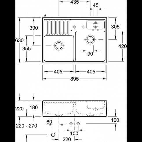 Villeroy & Boch Double Bowl Butler Sink
