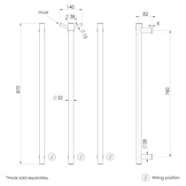 Phoenix Vertical Heated Triple Towel Rail 800mm