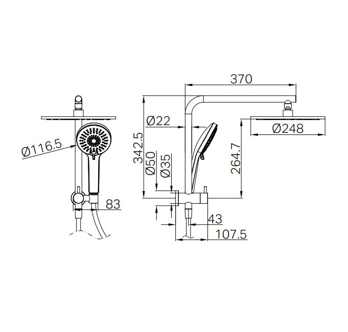 Harmony Bassini Plus Compact Twin Shower